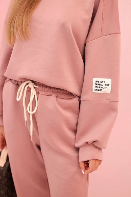 Komplet bluza + spodnie masełko ciemny różowy zdjęcie 4