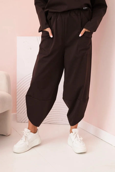 Komplet new punto bluza + spodnie brązowy zdjęcie 3