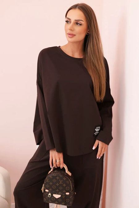 Komplet new punto bluza + spodnie brązowy zdjęcie 2