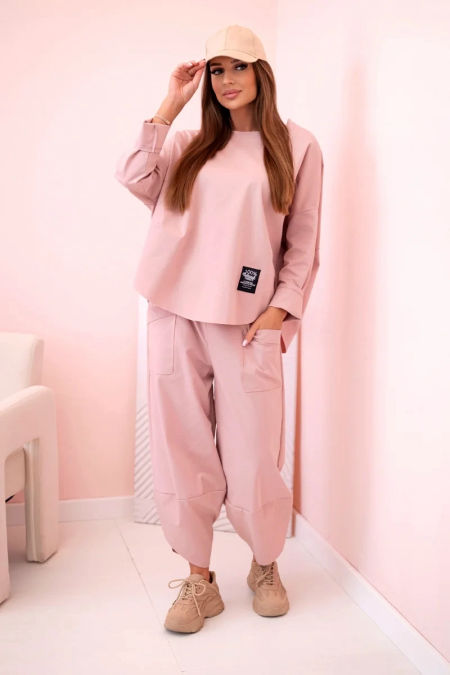Komplet new punto bluza + spodnie ciemno różowy zdjęcie 2