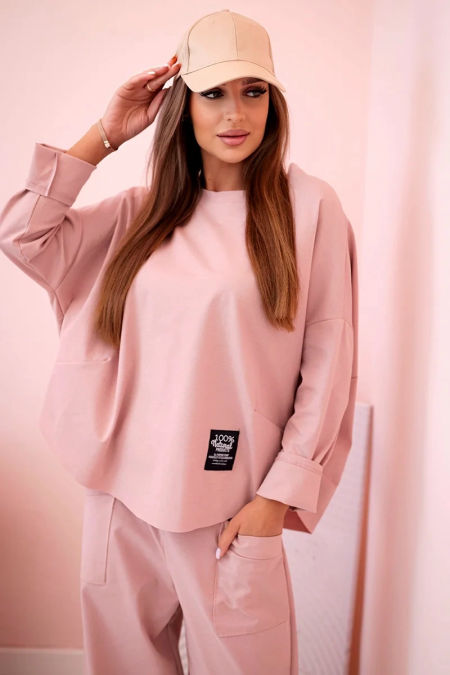 Komplet new punto bluza + spodnie ciemno różowy zdjęcie 1