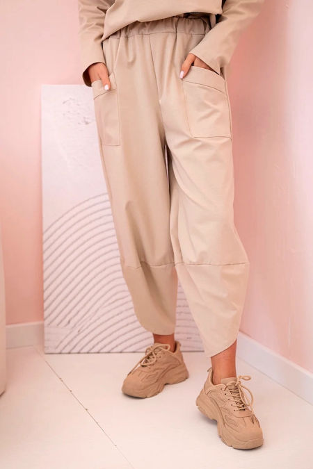 Komplet new punto bluza + spodnie ciemny beżowy zdjęcie 3