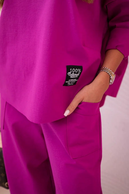 Komplet new punto bluza + spodnie ciemny fioletowy zdjęcie 3
