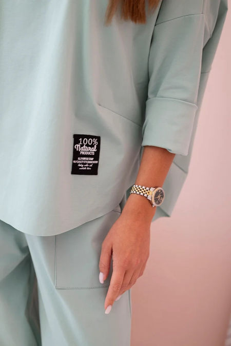 Komplet new punto bluza + spodnie ciemny miętowy zdjęcie 3