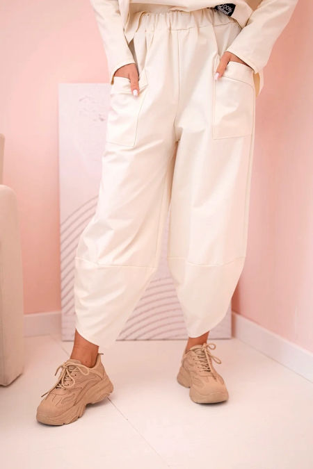 Komplet new punto bluza + spodnie jasny beżowy zdjęcie 3