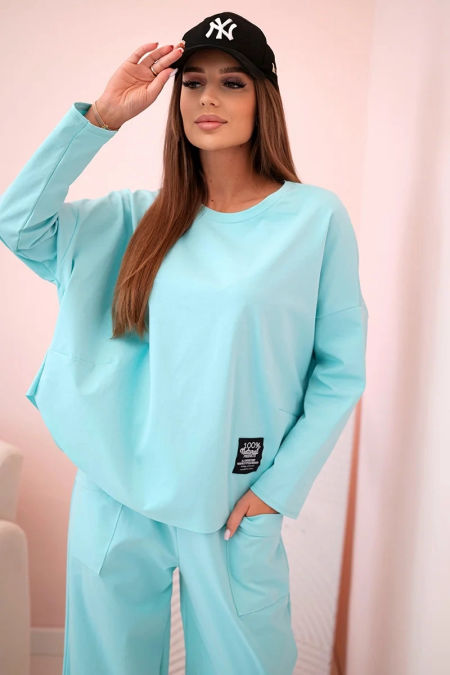 Komplet new punto bluza + spodnie miętowy zdjęcie 1
