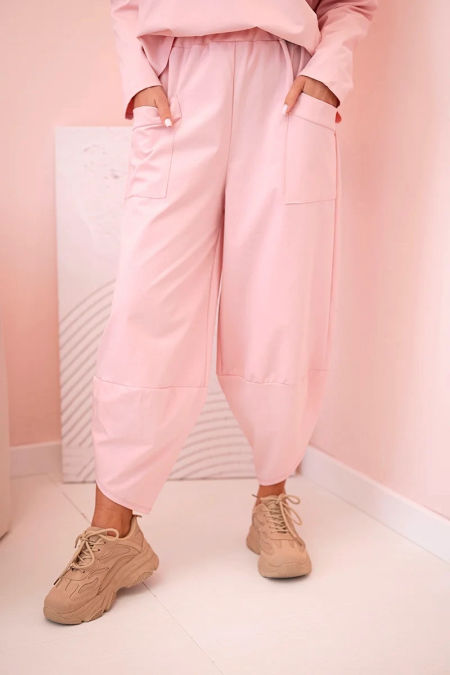 Komplet new punto bluza + spodnie pudrowy róż zdjęcie 3