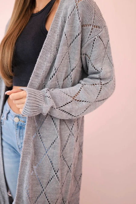 Sweter z geometrycznym wzorem szary zdjęcie 4