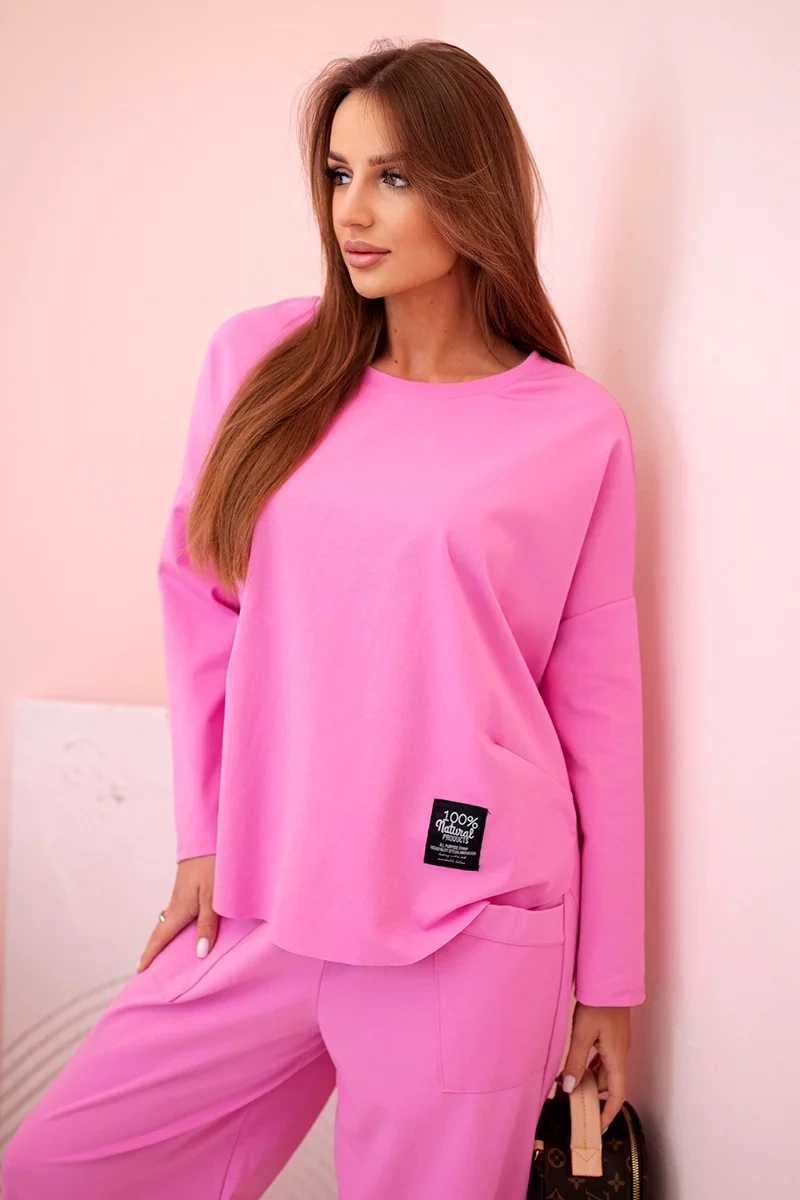 Komplet new punto bluza + spodnie jasny różowy zdjęcie 1