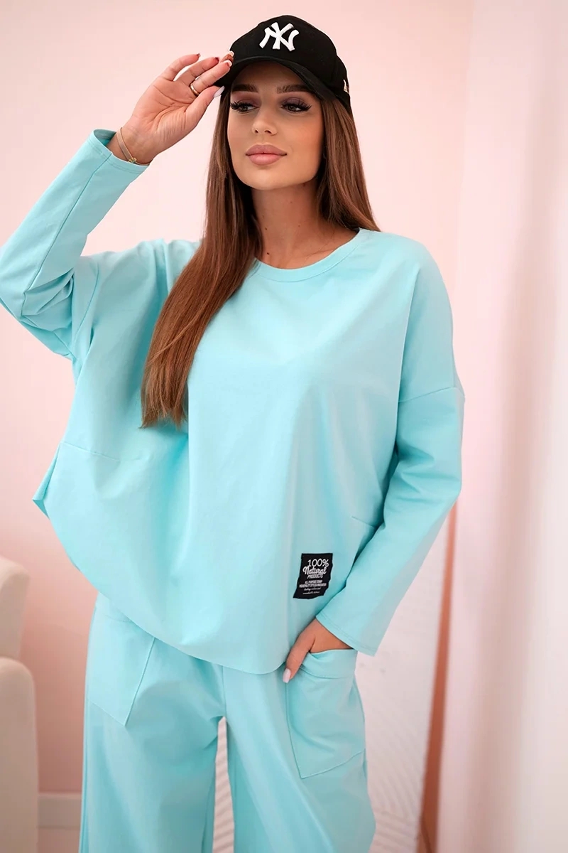 Komplet new punto bluza + spodnie miętowy zdjęcie 1